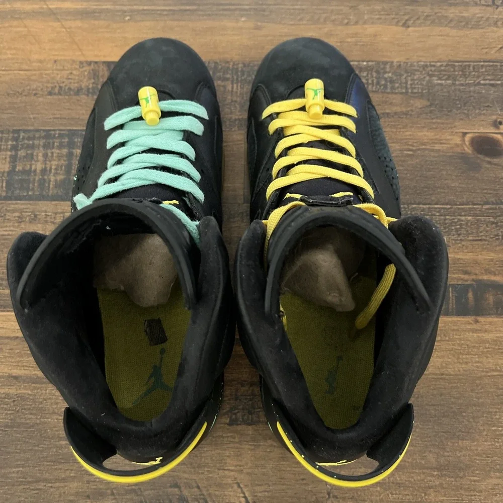 Men's Size 10 Air Jordan 6 Retro Brazil Pack Black Yellow Green
